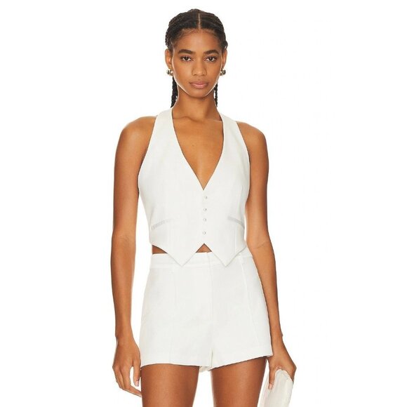 retrofete Florence Pearl Button Vest White Womens Size Large - Picture 1 of 8